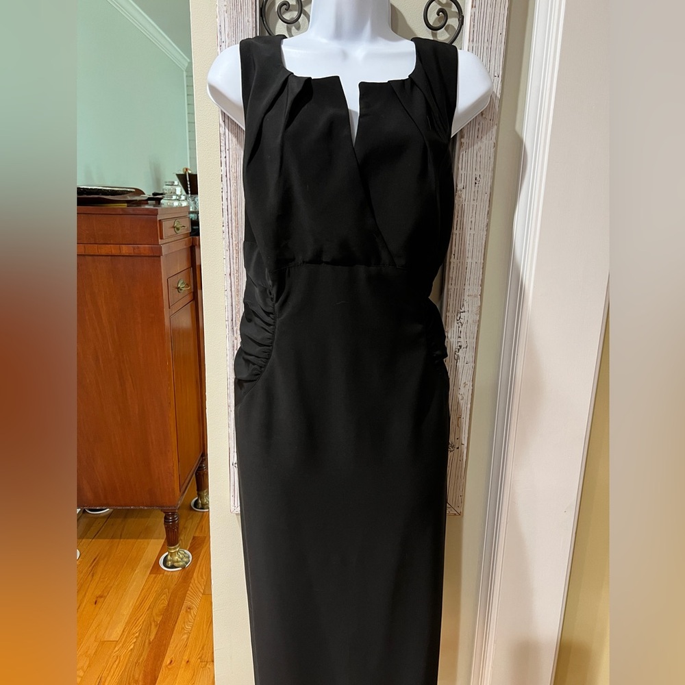Adrianna Papell Black Shirred Waist Sheath Dress 16W